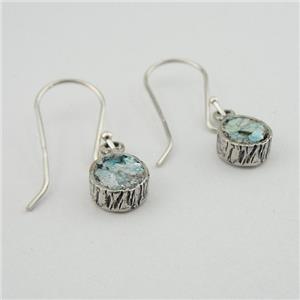 Hadar Designers Roman Glass Earrings Minimalistic Handmade Sterling Silver (as