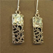 Load image into Gallery viewer, Hadar Designers Antique Roman Glass Earrings Handmade Filigree 925 Silver (as) y