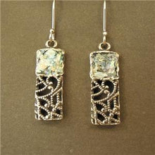 Load image into Gallery viewer, Hadar Designers Antique Roman Glass Earrings Handmade Filigree 925 Silver (as) y