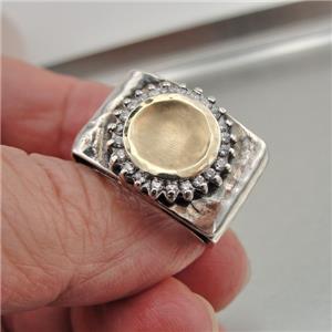 Hadar Designers  Zircon Ring 7,8,8.5,9 Handmade 9k Yellow Gold 925 Silver ()SALE