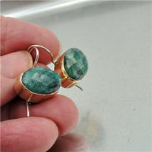 Load image into Gallery viewer, Hadar Designers Real Emerald Earrings Handmade 9k Gold Sterling Silver (I e36)