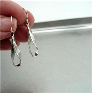 Hadar Designers 925 Sterling Silver Earrings Handmade Modern Art Dangle (H) SALE