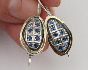 Hadar Designers Ring 9k Yellow Gold 925 Silver Blue Sapphire Handmade 7,8,9 (MS