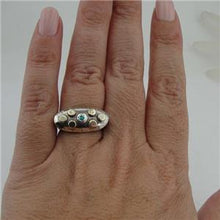 Load image into Gallery viewer, Hadar Designers Blue Opal Ring Handmade 9k Yellow Gold 925 Silver sz 7 Last One