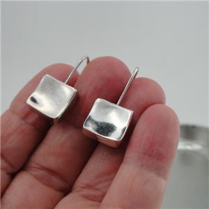 Hadar Designers 925 Silver Drop Earrings Handmade Simple Modern Art Hammered ()