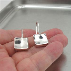Hadar Designers 925 Silver Drop Earrings Handmade Simple Modern Art Hammered ()