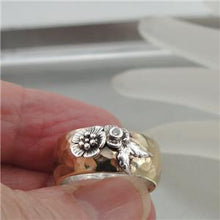 Load image into Gallery viewer, Hadar Designers Zircon Ring size 6,7,8,9 Handmade 9k Yellow Gold Sterling Silver