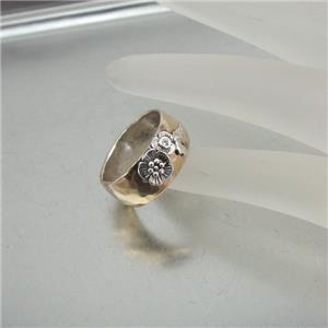 Hadar Designers 9k Yellow Gold 925 Silver Zircon Ring Handmade size 6,7,8,9 (