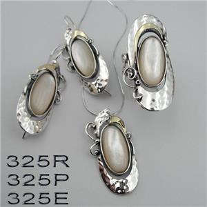 Hadar Designers 9k Yellow Gold Sterling Silver MOP Pearl Earrings Handmade (MS