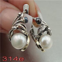 Load image into Gallery viewer, Hadar Designers 9k Yellow Gold 925 Silver Black White Pearl Earrings Handmade(MS