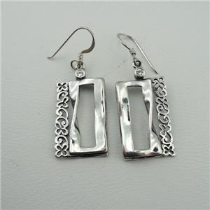 Hadar Designers Sterling Silver Earrings Long Modern Filigree Handmade (MS e206