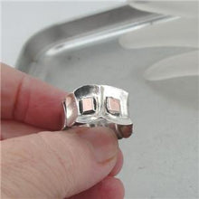 Load image into Gallery viewer, Hadar Designers Sterling Silver 9k Rose Gold Ring sz 7.5,8,8.5 Handmade Art (H)y