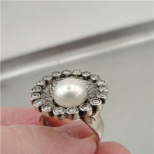 Load image into Gallery viewer, Hadar Designers 925 Sterling Silver White Pearl Zircon Ring size 8, 8.5 () SALE