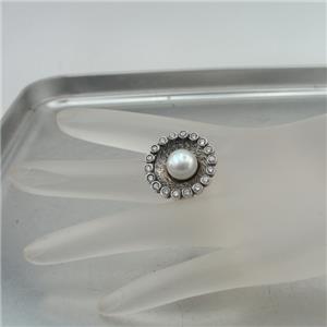 Hadar Designers 925 Sterling Silver White Pearl Zircon Ring size 8, 8.5 () SALE