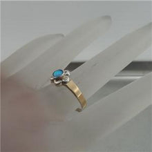 Load image into Gallery viewer, Hadar Designers Yellow Gold 925 Silver Blue Opal Ring size 7.5 Handmade (S) SALE