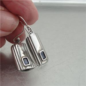 Hadar Designers Dangle 925 Silver Earrings Blue Sapphire Z Handmade Deco () SALE