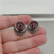 Load image into Gallery viewer, Hadar Designers 925 Sterling Silver Carnelian Post Stud Earrings Handmade (H) Y