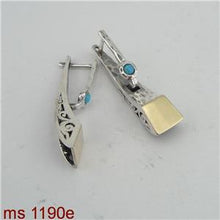 Load image into Gallery viewer, Hadar Designers Blue Opal Earrings Handmade 9k Gold 925 Sterling Silver (ms1190