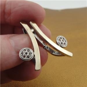Hadar Designers 9K Yellow Gold 925 Silver Earrings Garnet Zircon Handmade () y