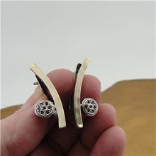 Load image into Gallery viewer, Hadar Designers 9K Yellow Gold 925 Silver Earrings Garnet Zircon Handmade () y