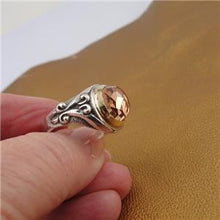 Load image into Gallery viewer, Hadar Designers 9k Yellow Gold 925 Silver Champagne Zircon Ring 8,9,10 Handmade