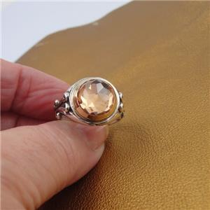 Hadar Designers 9k Yellow Gold 925 Silver Champagne Zircon Ring 8,9,10 Handmade