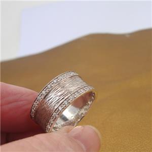 Hadar Designers Sterling Silver White Zircon Band Ring 6,7,8,8.5,9 Handmade()y