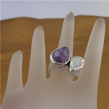 Load image into Gallery viewer, Hadar Designer Sterling Silver Amethyst size 7,8,9 Ring Artistic Handmade (As)8y