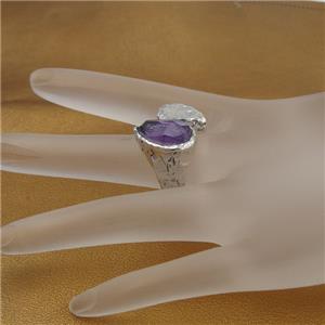 Hadar Designer Sterling Silver Amethyst size 7,8,9 Ring Artistic Handmade (As)8y