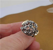 Load image into Gallery viewer, Hadar Designers 9k Yellow Gold 925 Silver Floral Zircon Ring 6,7,8,9 Handmade(MS
