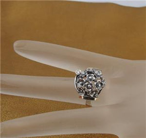 Hadar Designers 9k Yellow Gold 925 Silver Floral Zircon Ring 6,7,8,9 Handmade(MS