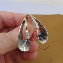 Load image into Gallery viewer, Hadar Designers 9k Yellow Gold 925 Sterling Silver Zircon Hoop Earrings Large()Y
