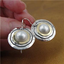 Load image into Gallery viewer, Hadar Designers  9k Yellow Gold 925 Sterling Silver Pearl Zircon Earrings (ms) y