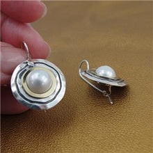 Load image into Gallery viewer, Hadar Designers  9k Yellow Gold 925 Sterling Silver Pearl Zircon Earrings (ms) y