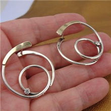 Load image into Gallery viewer, Hadar Designers 9k Yellow Gold 925 Silver CZ Hoop Stud Earrings Handmade (ms) Y