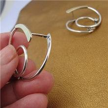 Load image into Gallery viewer, Hadar Designers 9k Yellow Gold 925 Silver CZ Hoop Stud Earrings Handmade (ms) Y