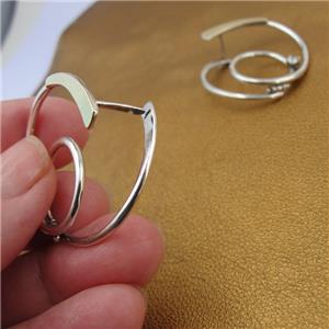 Hadar Designers 9k Yellow Gold 925 Silver CZ Hoop Stud Earrings Handmade (ms) Y