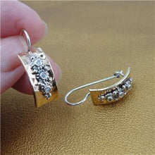 Load image into Gallery viewer, Hadar Designers 9k yellow Gold 925 Sterling Silver Zircon J Hoop Earrings(MS 466
