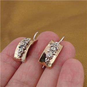 Hadar Designers 9k yellow Gold 925 Sterling Silver Zircon J Hoop Earrings(MS 466