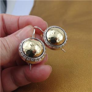 Hadar Designers 9k Yellow Gold Sterling Silver Zircon Earrings Impressive (Ms) y