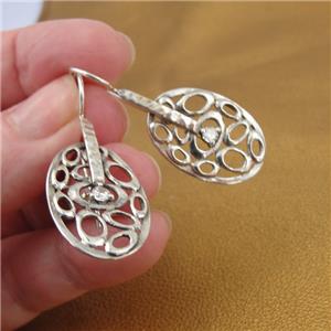 Hadar Designers Sterling Silver Zircon Earrings Great Modern Handmade (MS) SALE