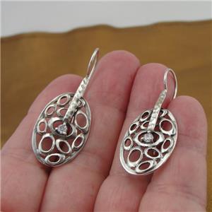 Hadar Designers Sterling Silver Zircon Earrings Great Modern Handmade (MS) SALE