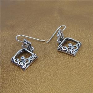 Hadar Designers Sterling Silver Zircon Earrings Charming Dangle Handmade (MS)Y