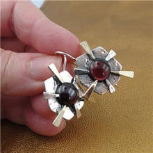 Load image into Gallery viewer, Hadar Designers Red Garnet Earrings Bold Handmade 9k Gold Sterling Silver (ms)y