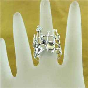 Hadar Designers 9k Yellow Gold Sterling Silver Garnet Ring 6,7,8,9, Handmade (ms