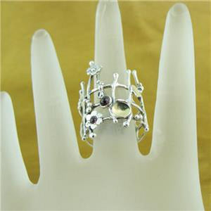 Hadar Designers 9k Yellow Gold 925 Silver Garnet Ring 6.5,7,8,9, Handmade (ms)