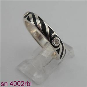 Hadar Designers 925 Silver Black Enamel Zircon Ring size 9, 11 Handmade (SN)SALE