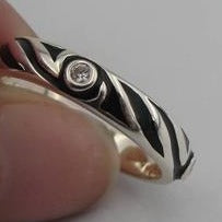 Load image into Gallery viewer, Hadar Designers 925 Silver Black Enamel Zircon Ring size 9, 11 Handmade (SN)SALE
