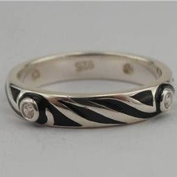 Hadar Designers 925 Silver Black Enamel Zircon Ring size 9, 11 Handmade (SN)SALE
