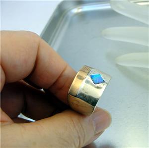 Hadar Designers 9k Rose Gold sterling Silver Blue Opal Ring 7.5,8 Handmade (DK)y